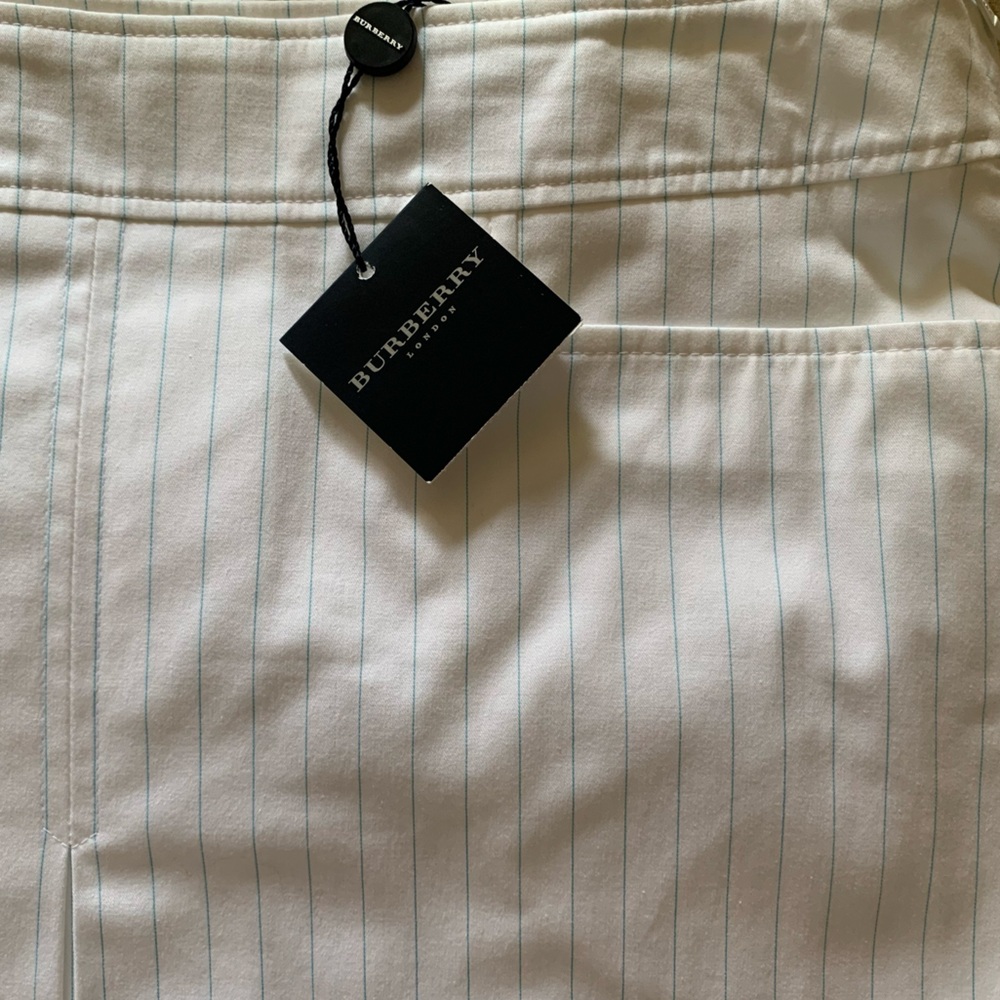 Burberry-NWT-Women’s (Golf) Skirt-White with thin blue stripes-Size 10